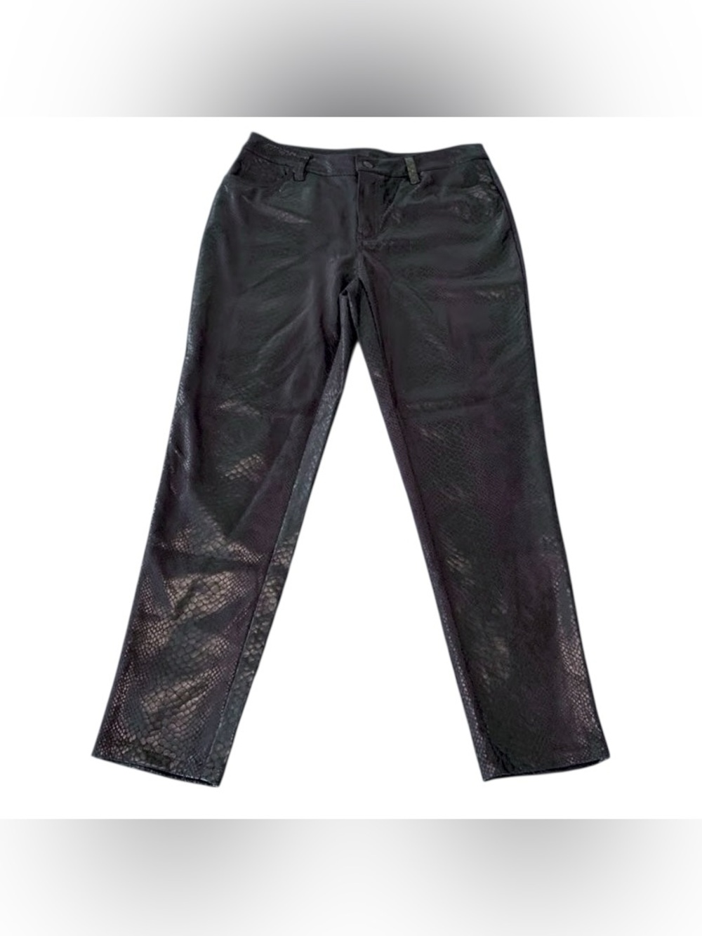 Eric Black Faux Leather Snakeskin Pants